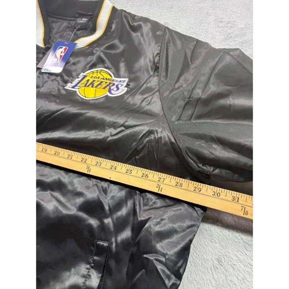 Los Angeles Lakers Satin Bomber Jacket NBA Men's Size 3XL Black Yellow
